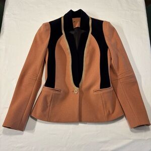 Rebecca Minkoff Tan and Black/Blue Wool & Cashmere Blazer